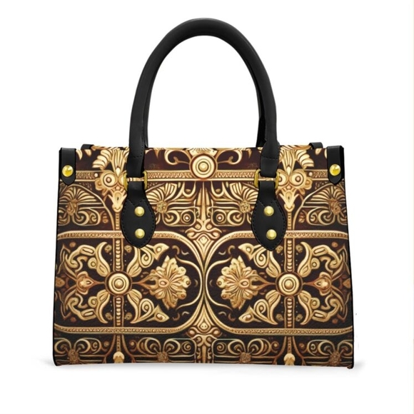 Elegant Black and Gold Patterned Women´s Bag